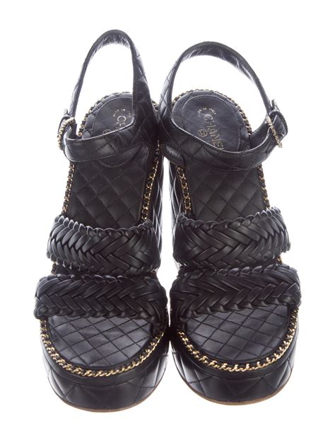 chanel quilted wedge shoes|Chanel women's wedge shoes.